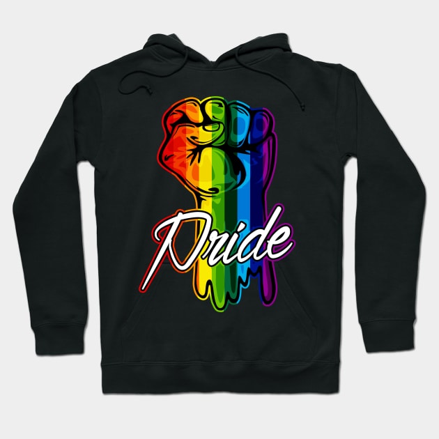 Gay Pride Rainbow Fist LGBT Hoodie by RadStar